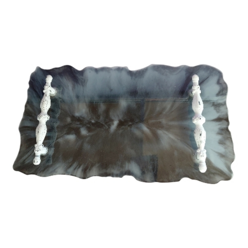 Hand Crafted Elegant Black and White Decorative Tray